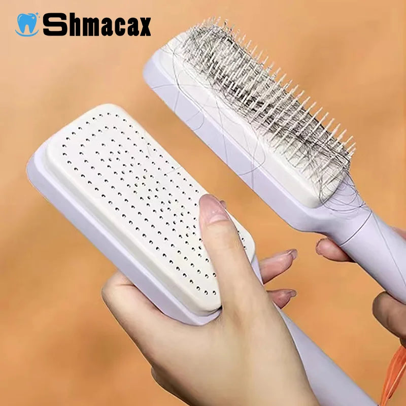 Self Cleaning Hairbrush Women Hair Brush One-key Cleaning Hair Loss Airbag Scalp Massage Comb Anti-Static Hairbrush